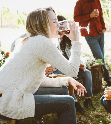 group drinking wine