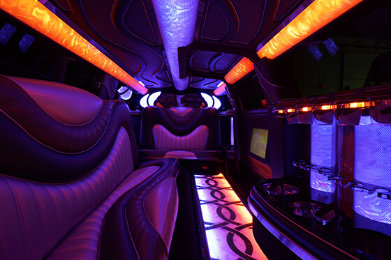 limousine service with color lights