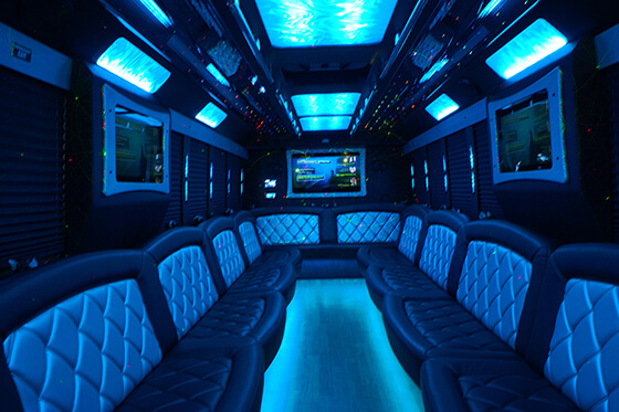 limo bus with neon lights